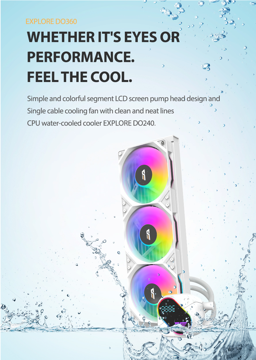 darkFlash EXPLORE DO360 360mm AIO Liquid CPU Cooler Segment LCD Display 5V ARGB Lighting Coppe
