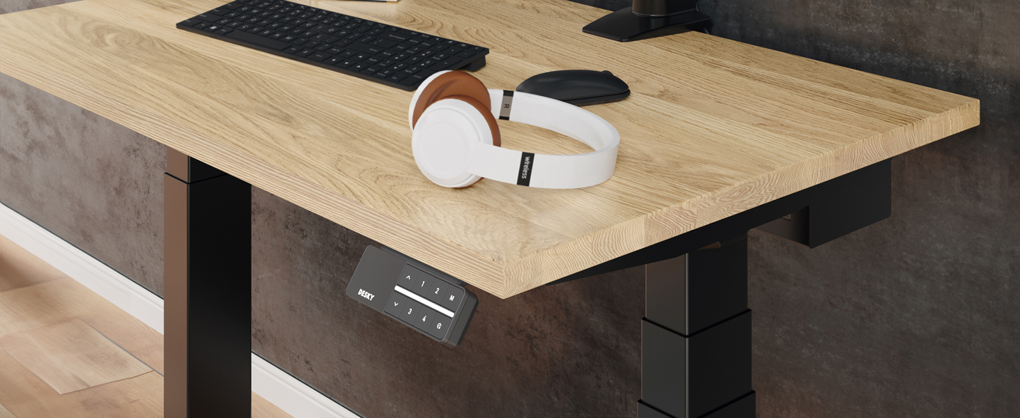 mini standing desk, small sit stand desk, hardwood standing desk, compact desk, height adjustable