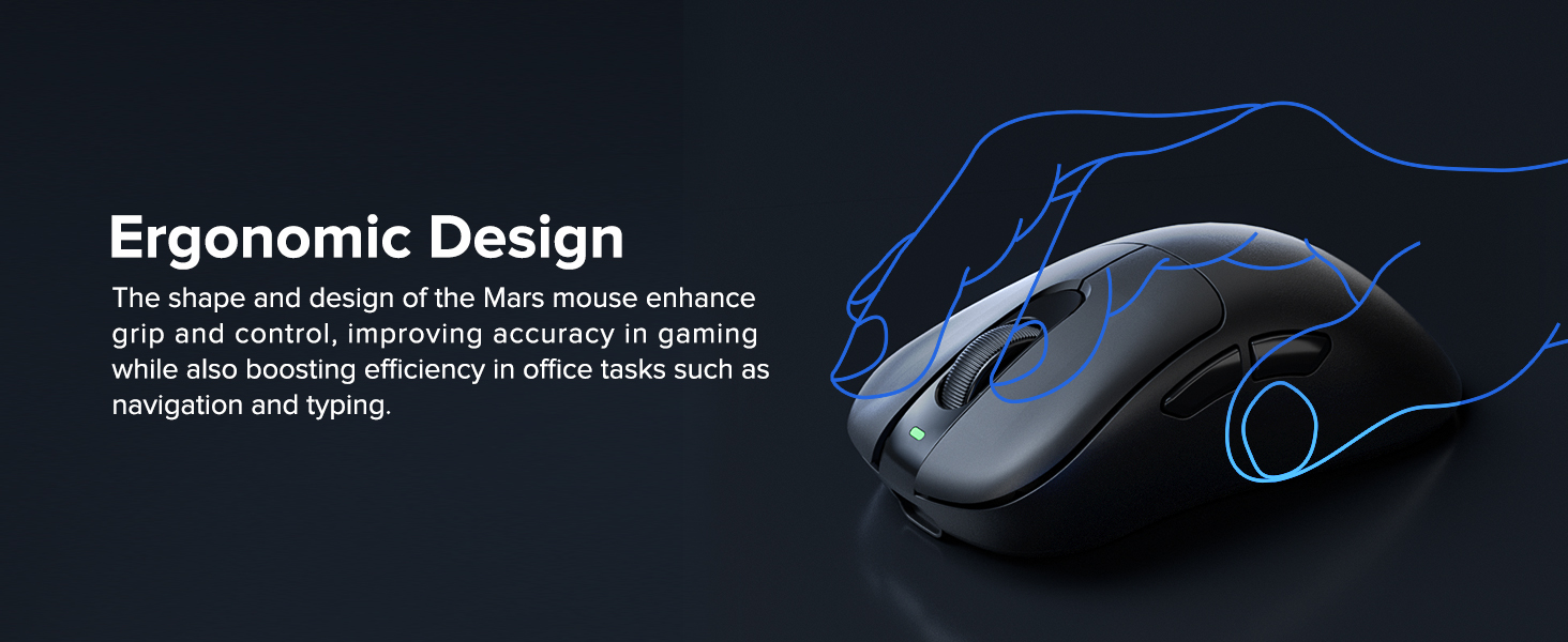 Wireless Gaming Mouse, 24000 DPI, Wired/2.4GHz/Bluetooth Ergonomic Mouse with Anti-Slip Grips