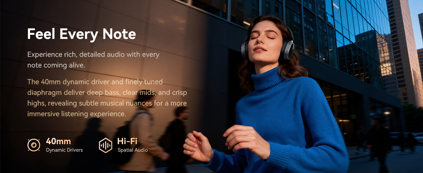 Active Noise Cancelling Headphones,120H Playtime Bluetooth 6.0 Wireless Headphones