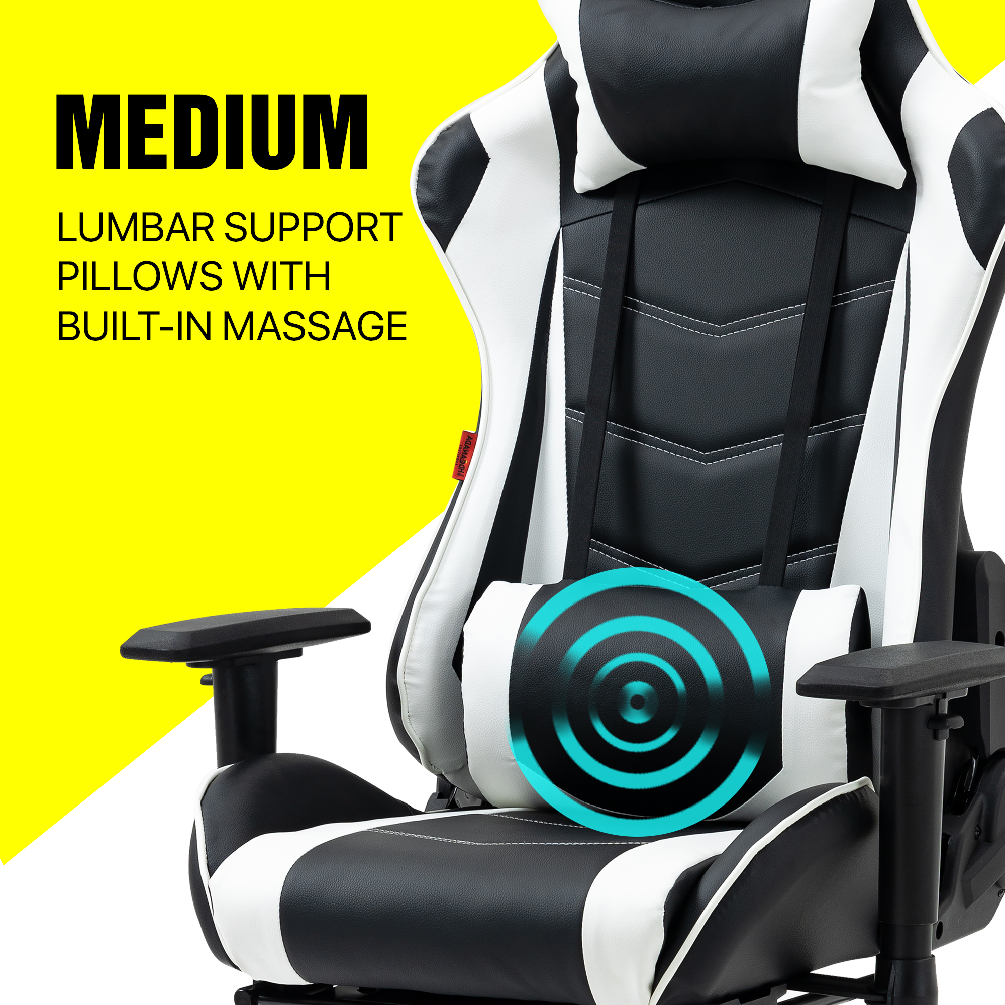 Both the headrest and lumbar massage pillows add an extra layer of comfort 1996 Series Gaming Chair.