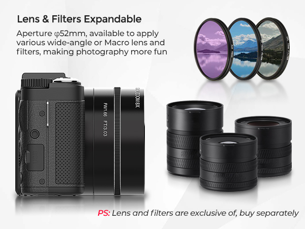 digital camera lens expandable filters