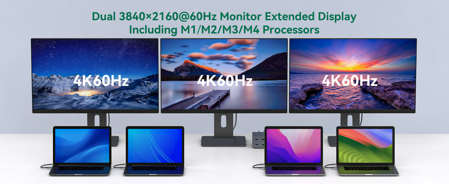 Thunderbolt 4 KVM Switch Docking Station for 3 Monitors 4 Laptops/Macbooks | Extended Triple 4K60Hz