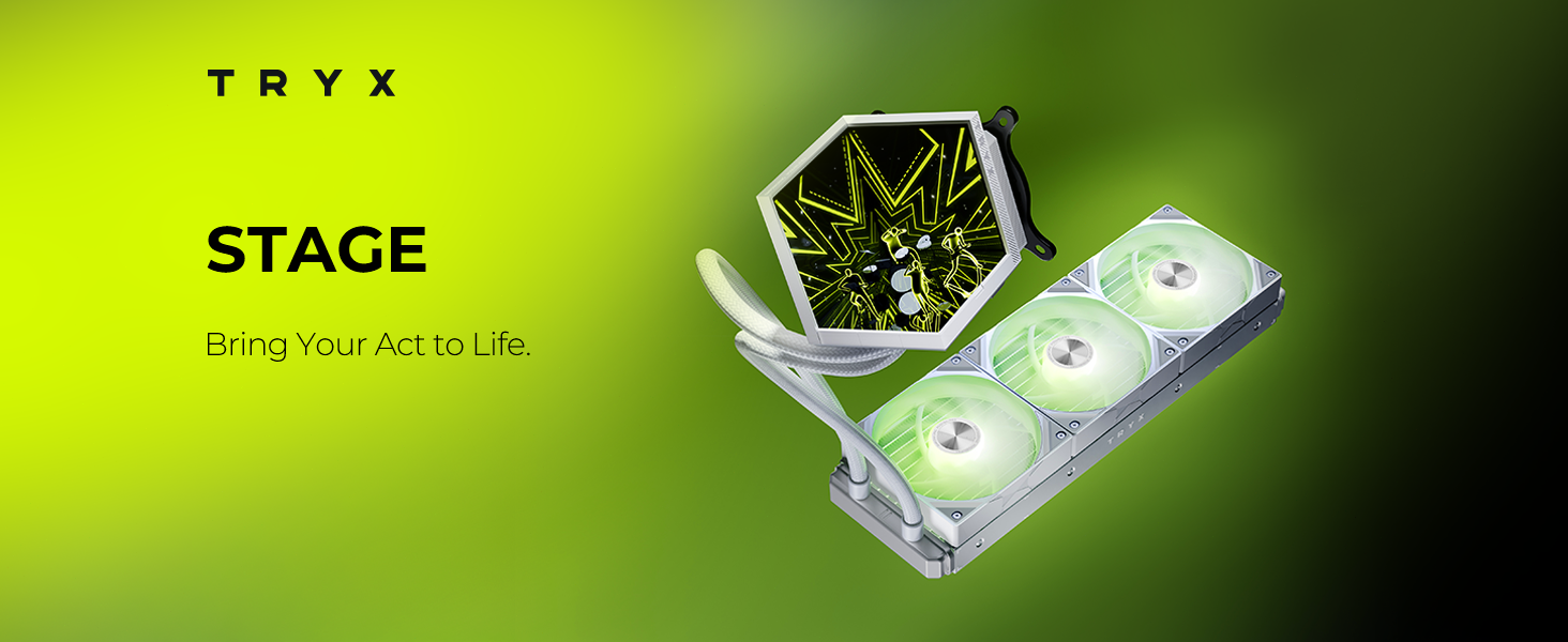 TRYX Stage 360 ARGB White 360mm AIO Dual 4.0inch Screen IPS AIO Cooler 360mm