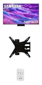 Samsung QN65QN80F TV with Walts Medium Full Motion Mount and 3-Outlet-Surge