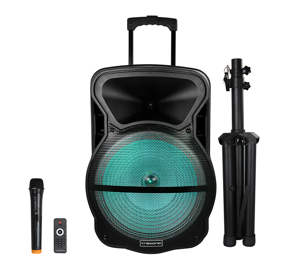 Trexonic TRX-15D Combination 15 Inch Bluetooth Portable Speaker and Tripod Stand