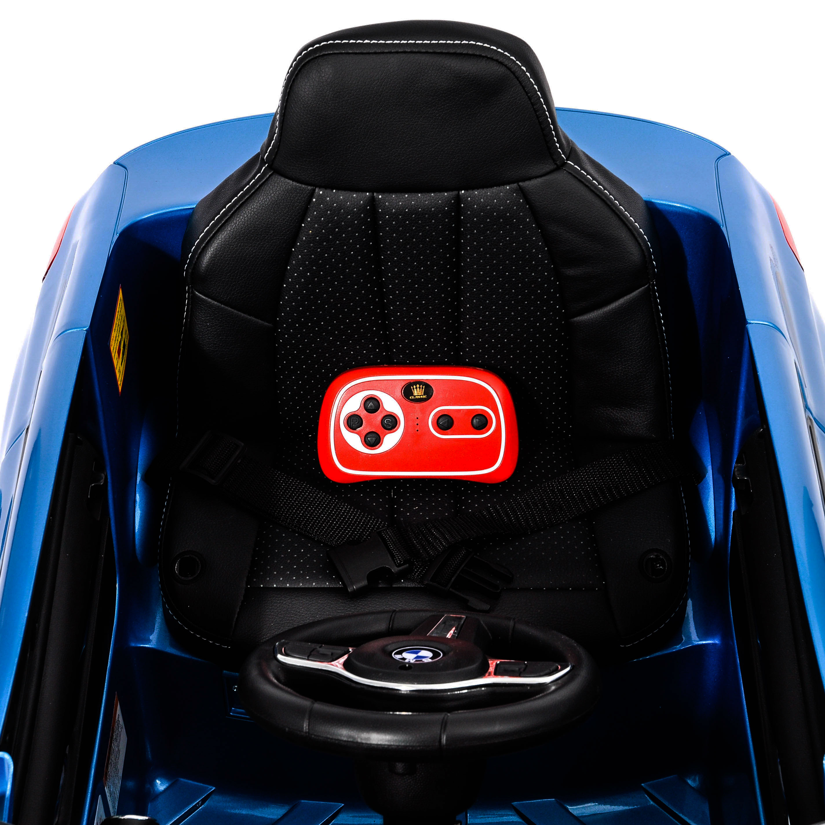 safe ride on toy, parental remote control, plastic seat , 3 point safety belts, bmwrideon,