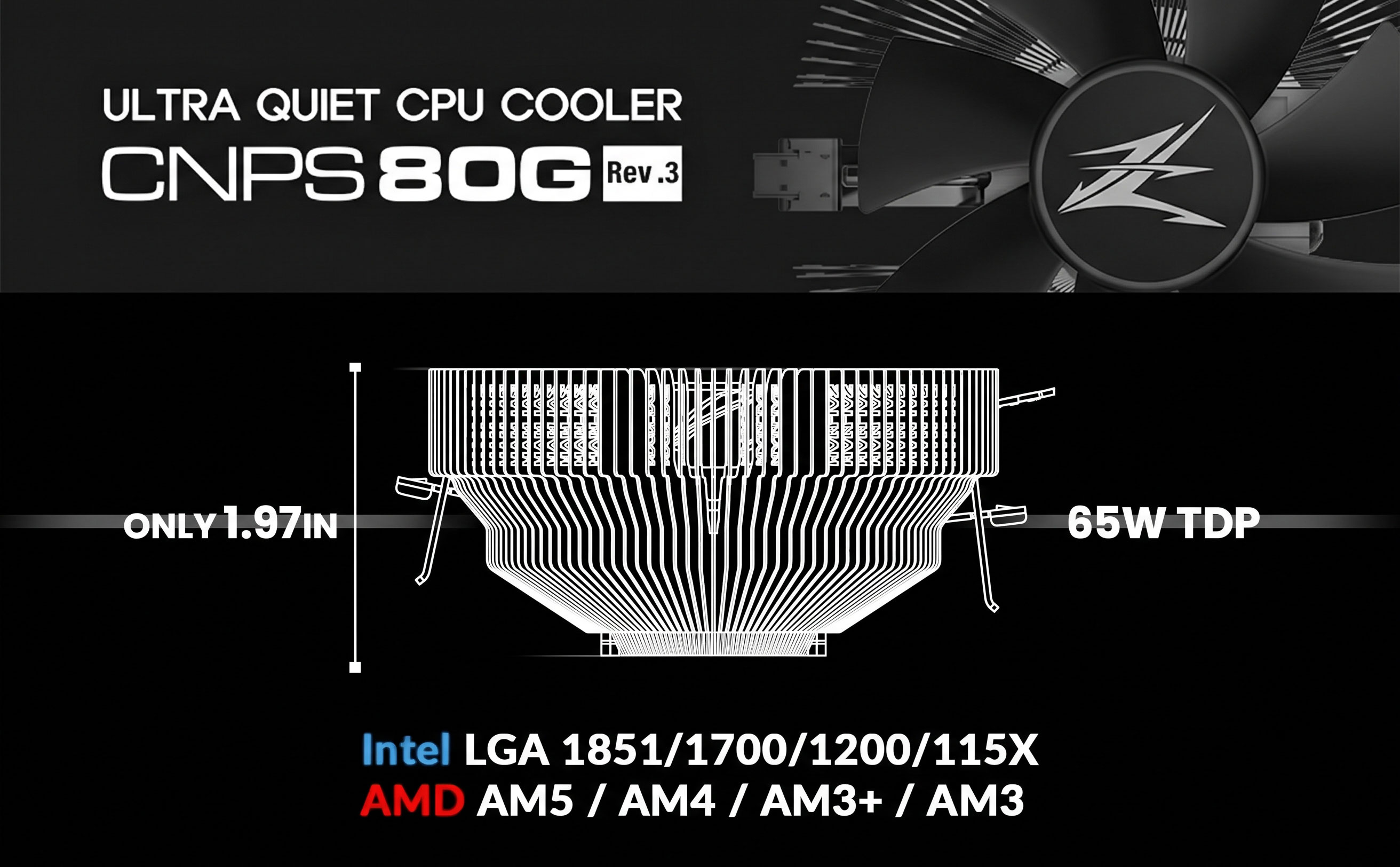 Zalman Ultra Quiet CPU Air Cooler CNPS80G Rev 3