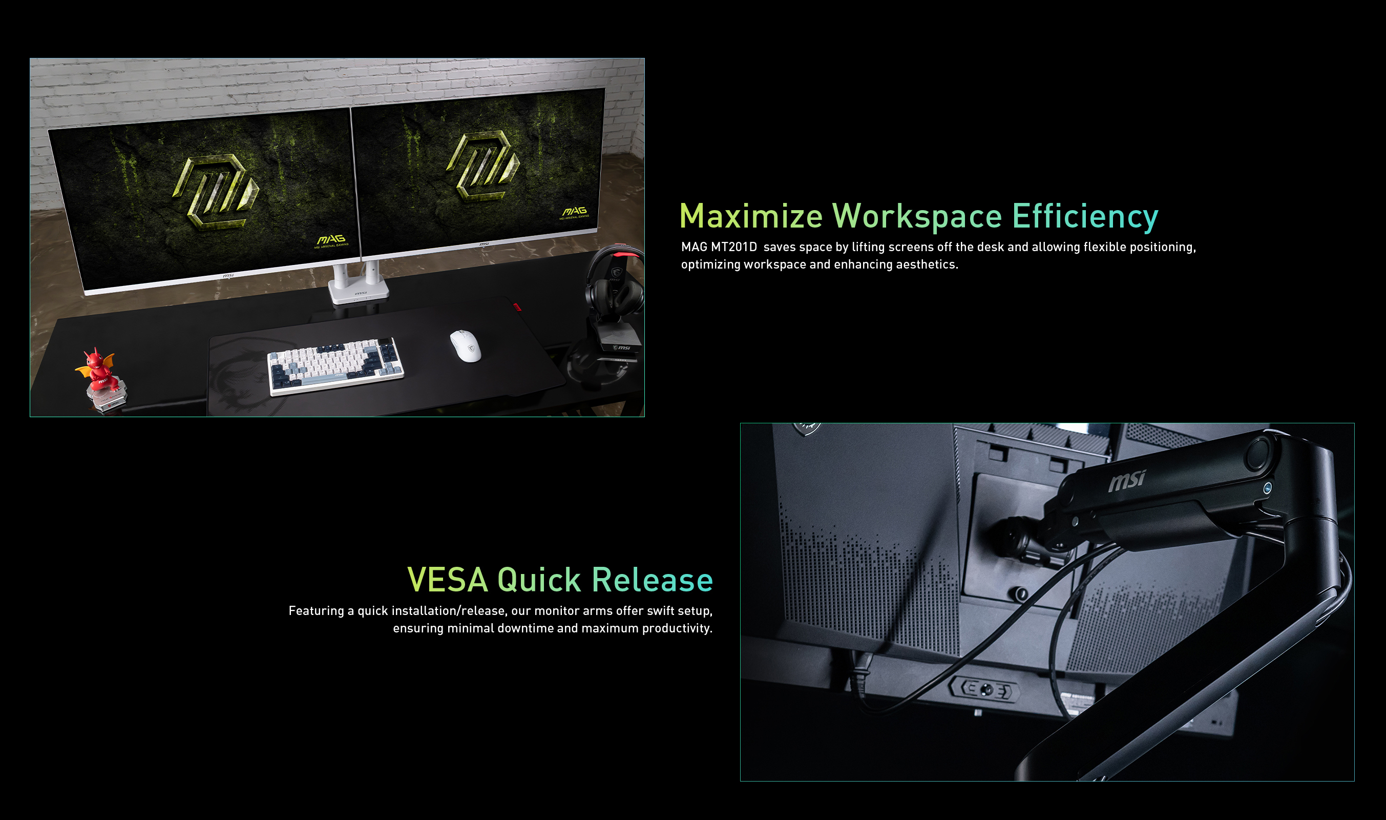 MSI MAG MT201DW Workspace and VESA