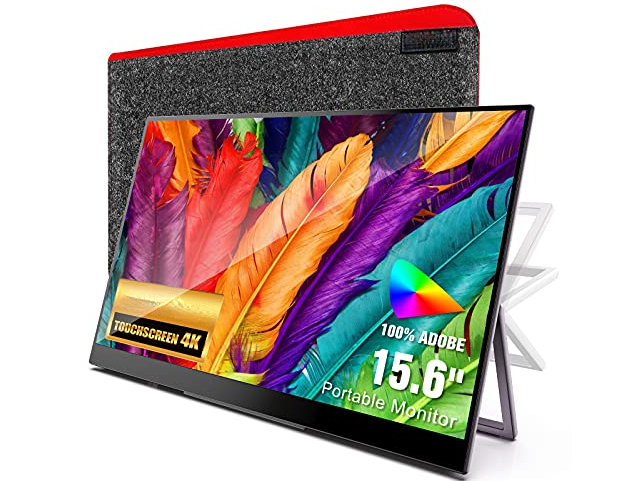 Portable Monitor 4K Touchscreen, 15.6 Inch Adobe 100% RGB Ultra HD 3840x2160 USB