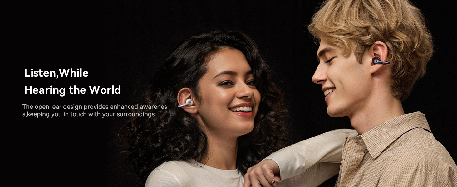 Clip-On Earbuds, Wireless Open Ear Earbuds Headphones with Auto L-R Recognition, Omni Tap Control, I