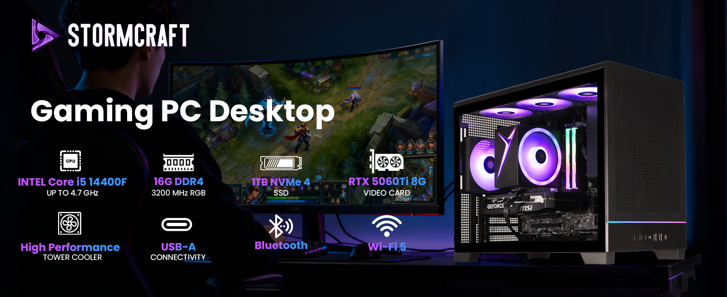 Stormcraft VIPER VI1440FBB-56TN1 Gaming Desktop PC 