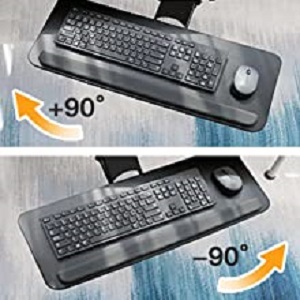 ERGEAR Keyboard Tray Under Desk,360 Adjustable Ergonomic Sliding Keyboard &  Mouse Tray, 25 W x 9.8 D, Black 