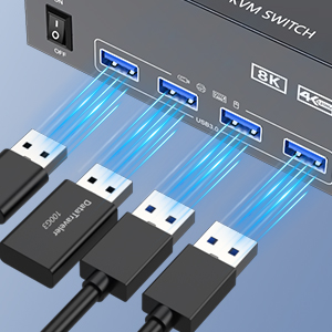 Each PC requires 1*HDMI +2*DP +1*USB cable to connect to the 3 monitors KVM switch  Simply connect y