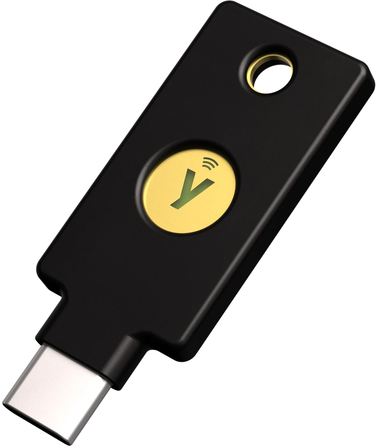 YubiKey 5C NFC FIPS security key with USB-C connector and NFC