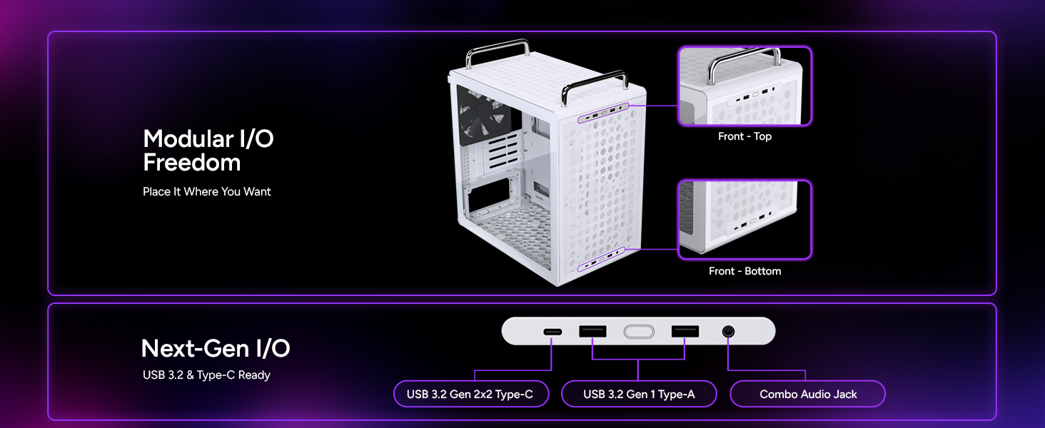 Cooler Master QUBE 340 Micro-ATX Compact -Tower PC Case - White