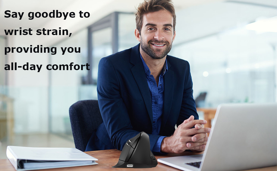 Wireless Mouse Ergonomic (Bluetooth + USB) Dual Mode Vertical Silent Portable Multi Device Ergo Upri