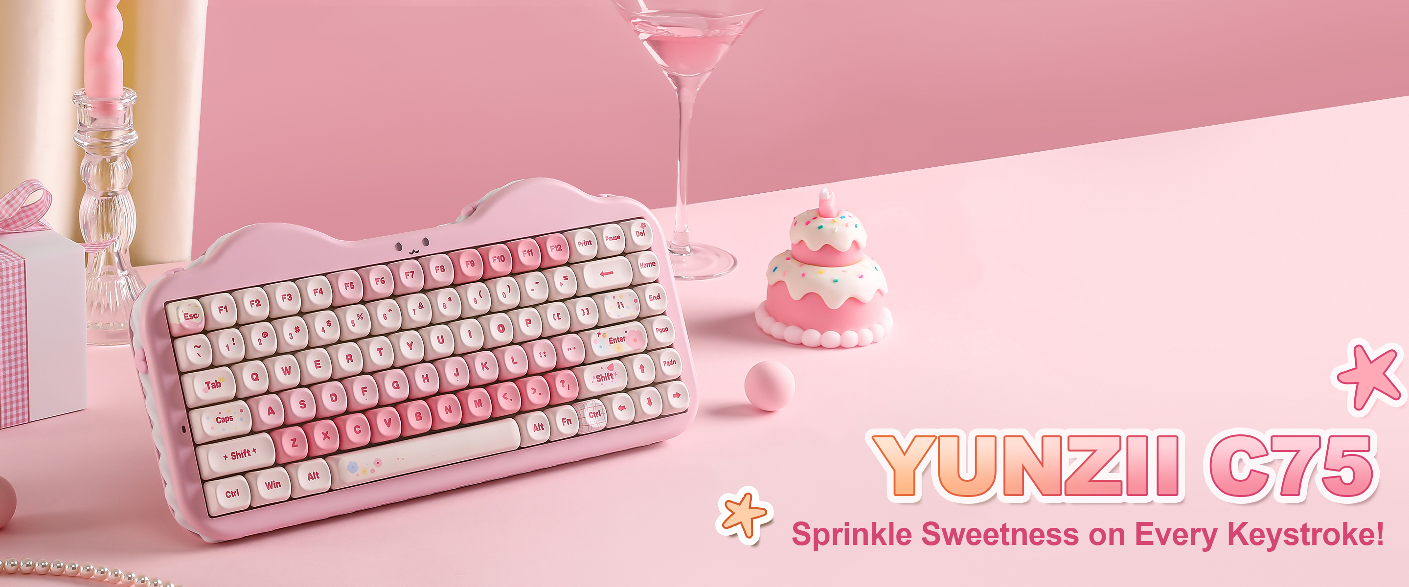 C75 Mechanical Keyboard - Pink