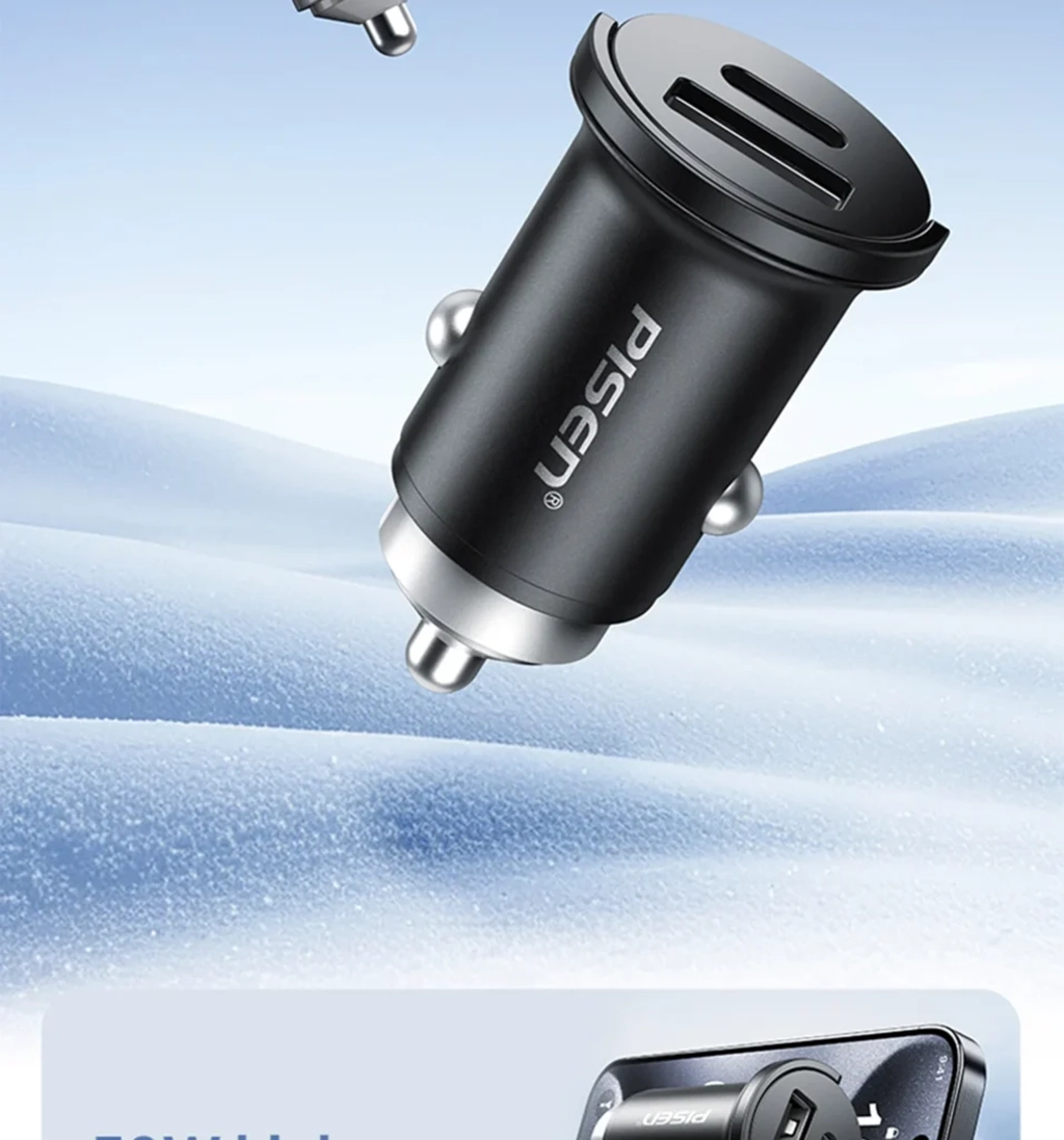 PISEN Quick Type-C+USB-A 30W Mini Car Charger