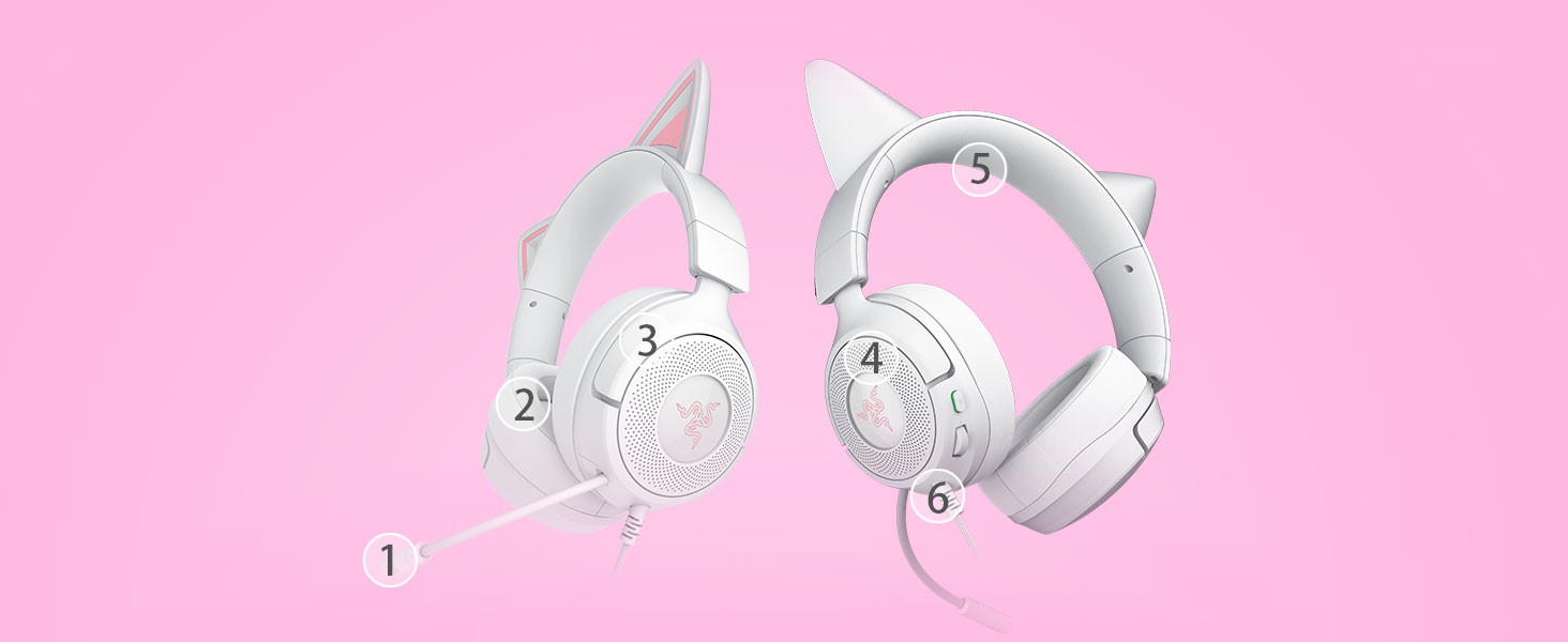 Razer Kraken Kitty V3 X Wired Gaming Headset - White