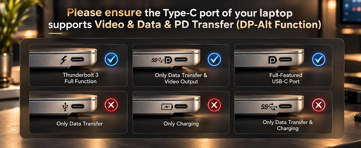 4K@60Hz KVM Switch 2 Monitors 1 Laptop 1 Desktop, USB C Docking Station KVM Switch for 1 Desktop 1 L