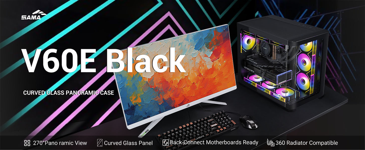 SAMA V60E Mid-Tower  Black Computer Case