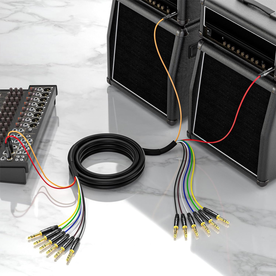 EBXYA 8-Channel 1/4 Inch TRS to TRS Snake Cables