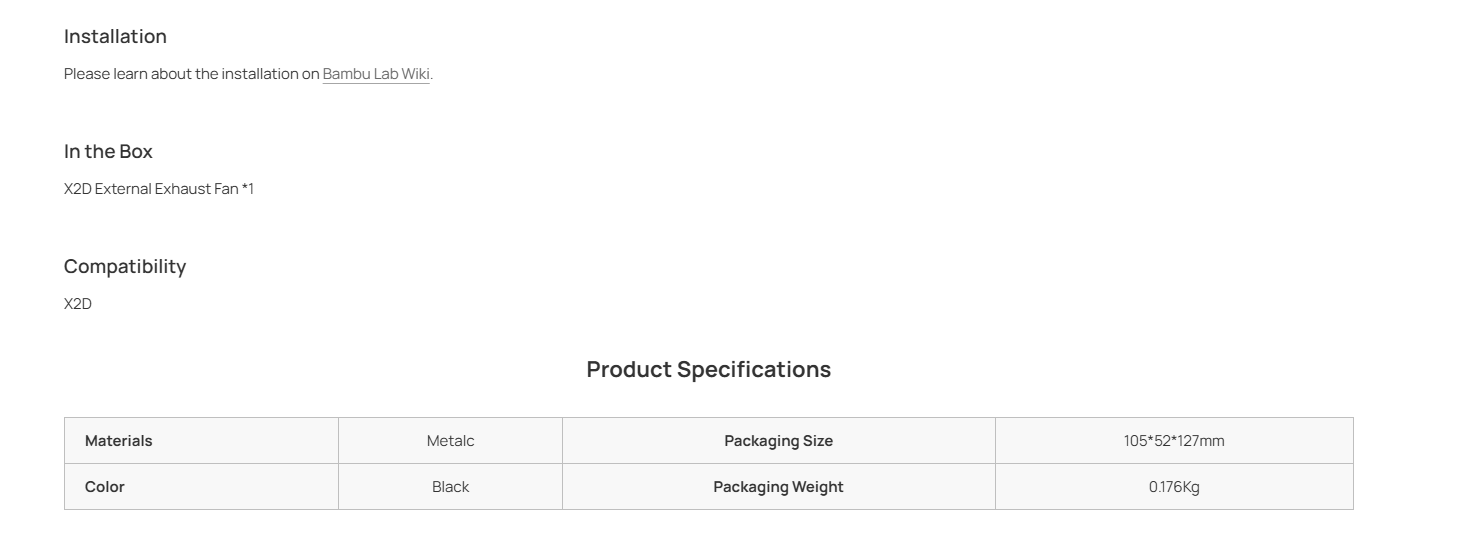 Product Specifications
