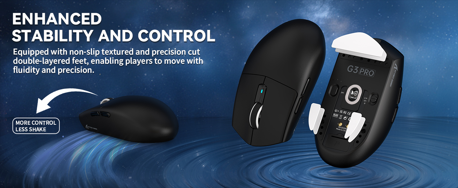 Gaming Mouse with Magnetic Charging Dock, BT/2.4G Wireless/Wired, PixArt PAW3311 Gaming Sensor, 59g