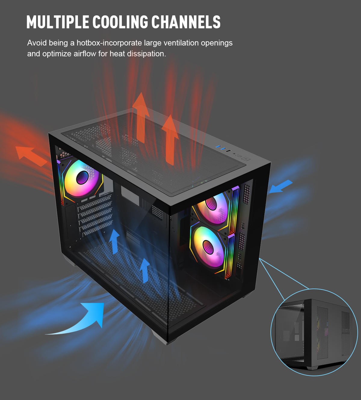 DIYPC ARGB-DC120-TM Black USB3.0 Tempered Glass Micro ATX Gaming Computer Case