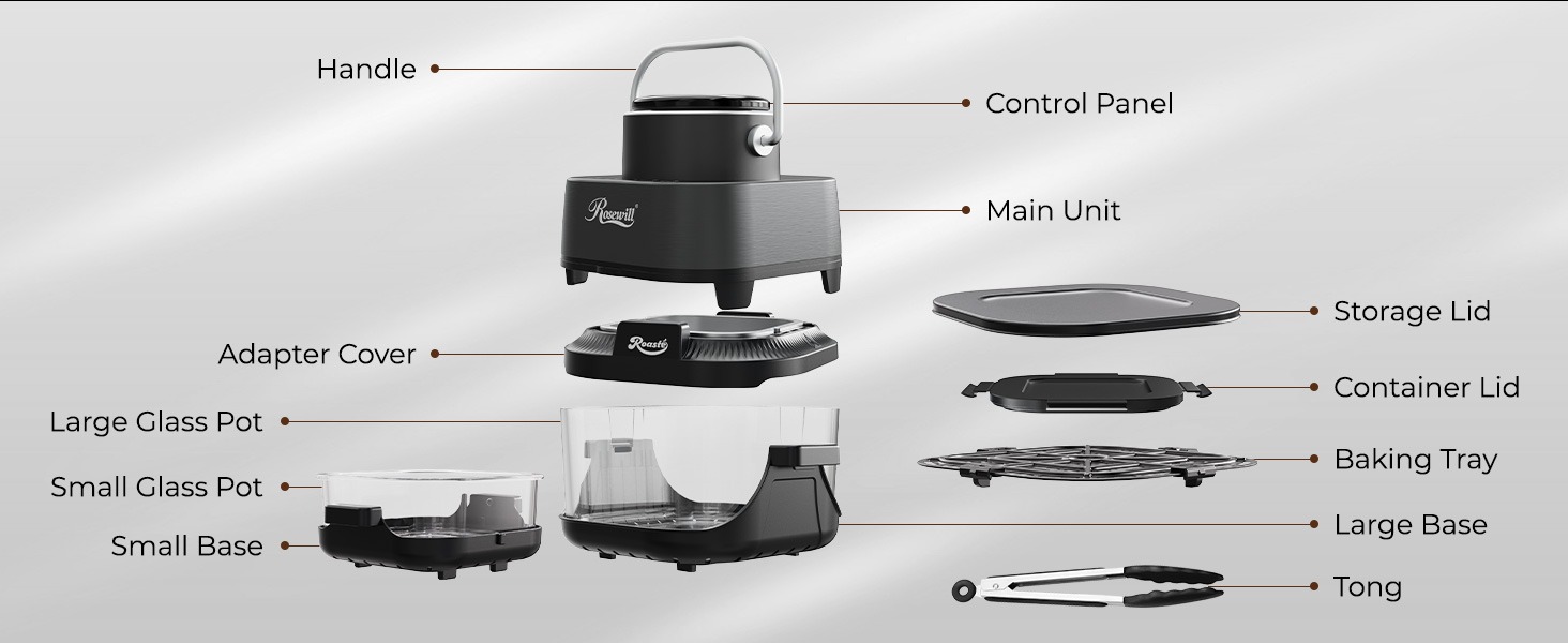  Rosewill 8-in-1 Portable Glass Air Fryer - Black