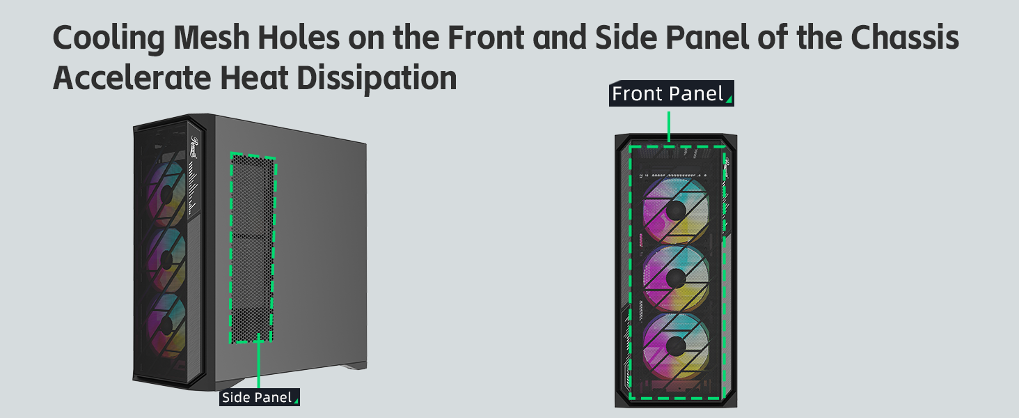 Cooling Mesh Holes on the Front and Side Panel