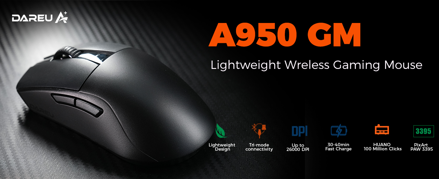 DAREU A950GM Wireless Gaming Mouse - Black