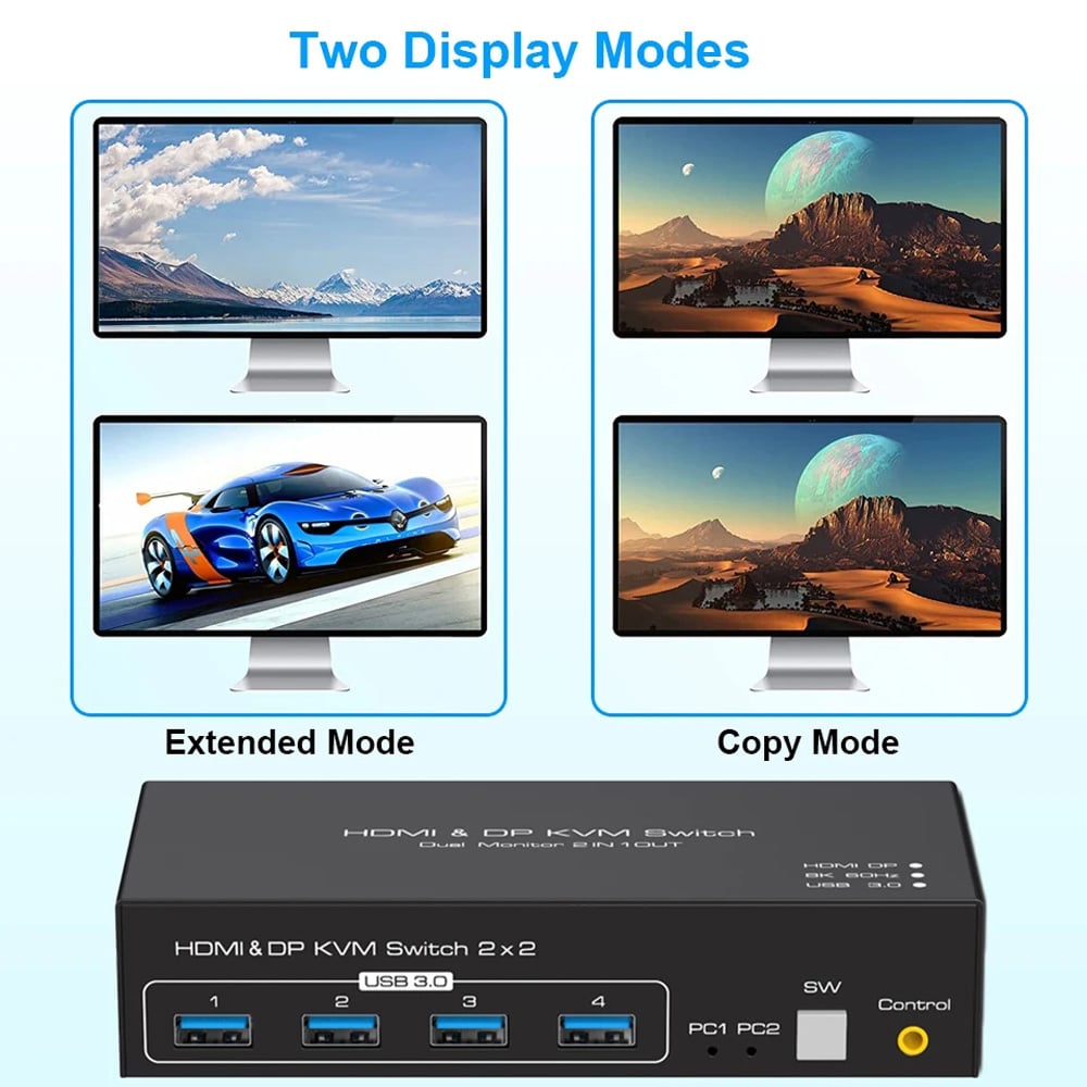 4K 120Hz HDMI+DP Exclusive KVM Switch