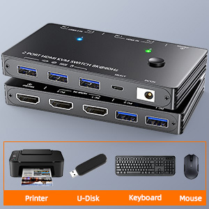 2 PCs share 3 peripheral USB devices  3 USB3.0 ports, can be used to connect wired /wireless mouse