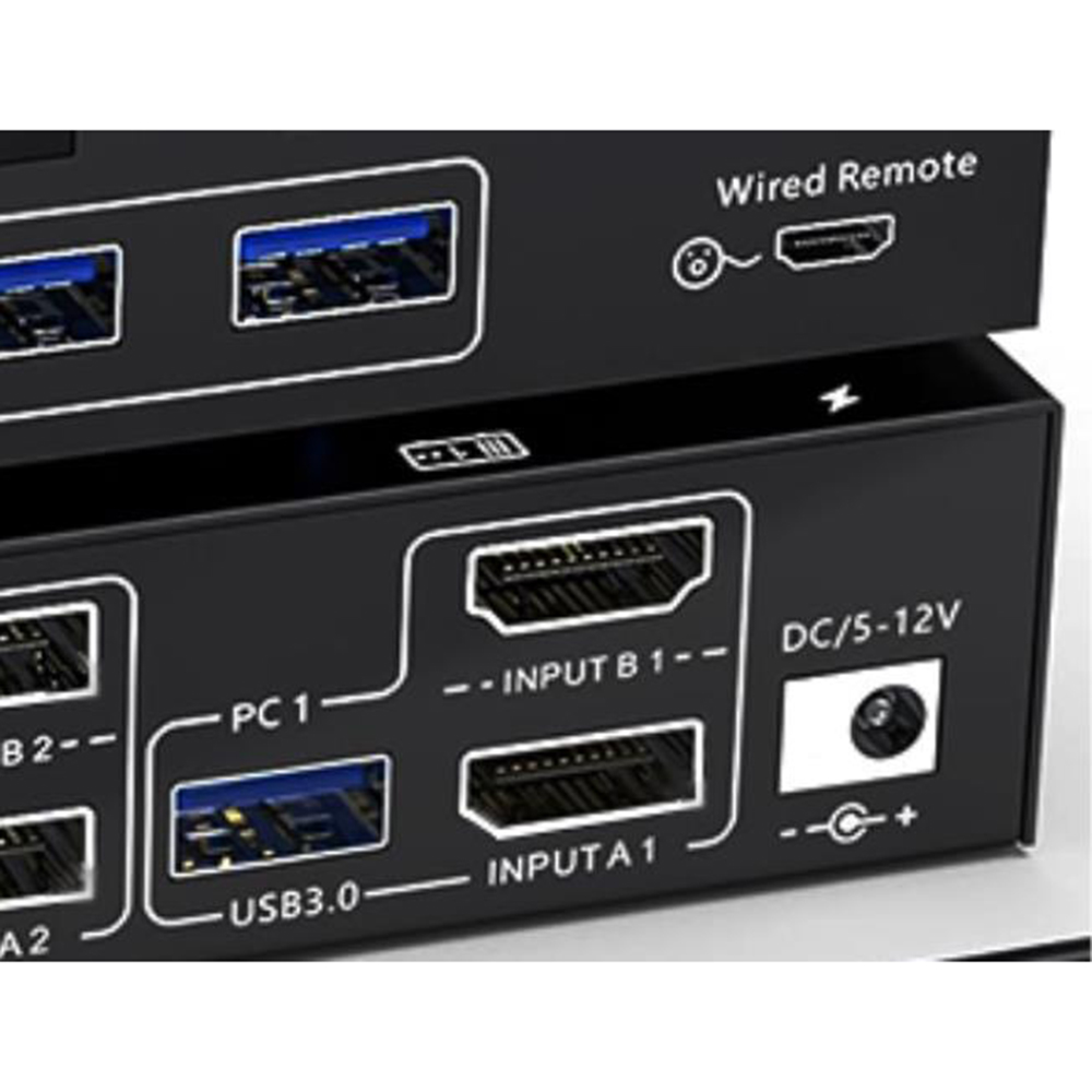 12V Power Adapter (Included) Make 2 monitors KVM switch work smoother and more stable when using hig