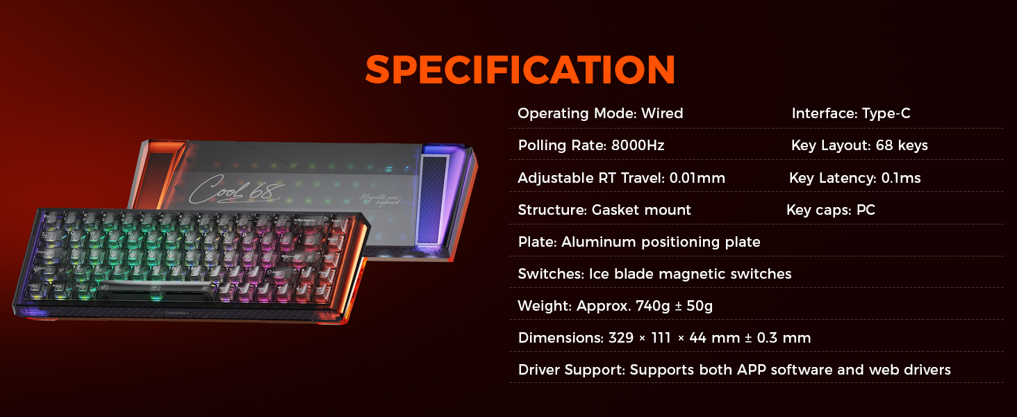 DAREU COOL68 65% Wired Gaming Keyboard