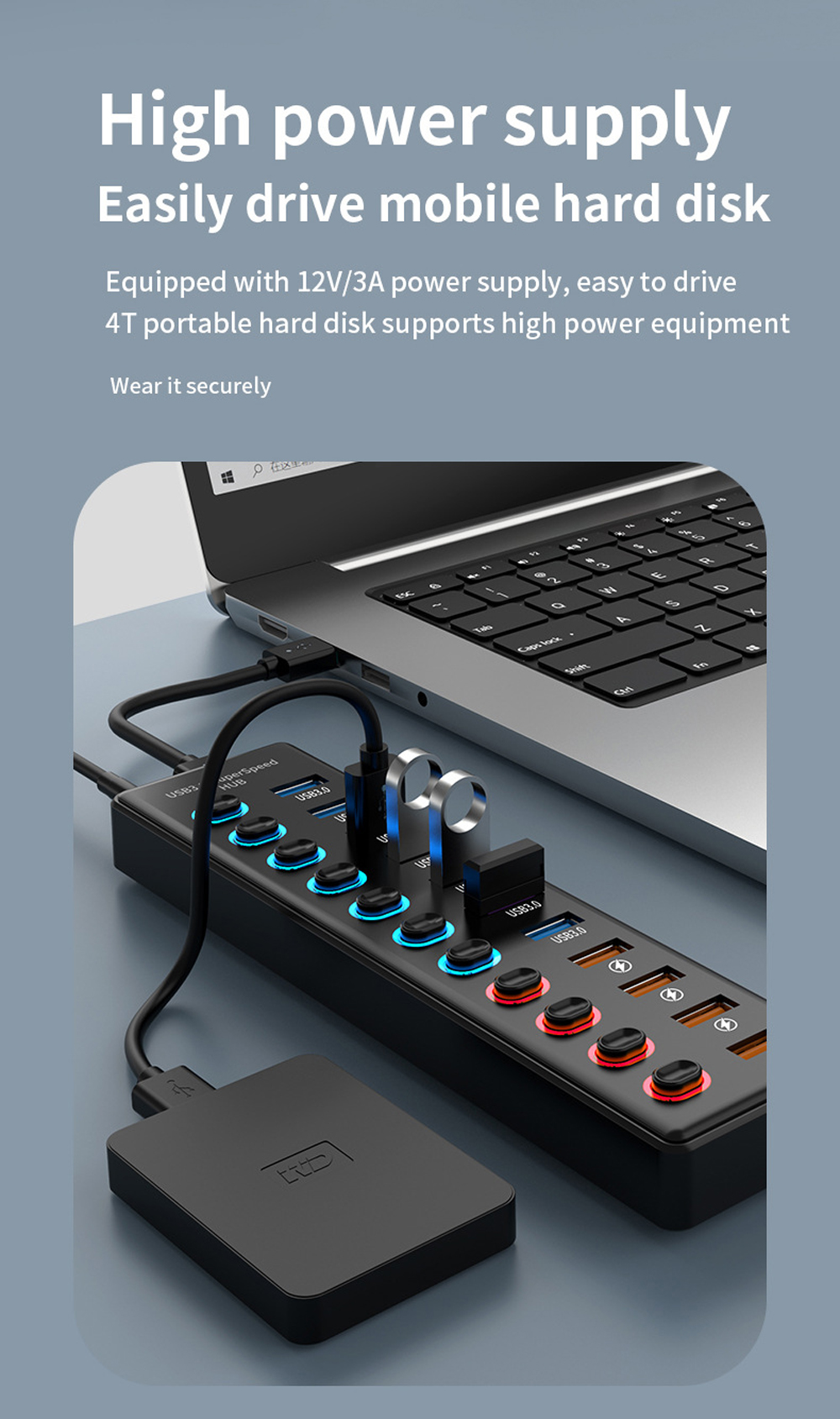 11 Port Powered USB hub