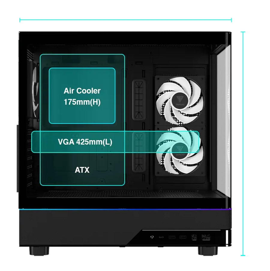 Gamdias ATLAS M5 CG Black ATX Mid Tower Computer Case