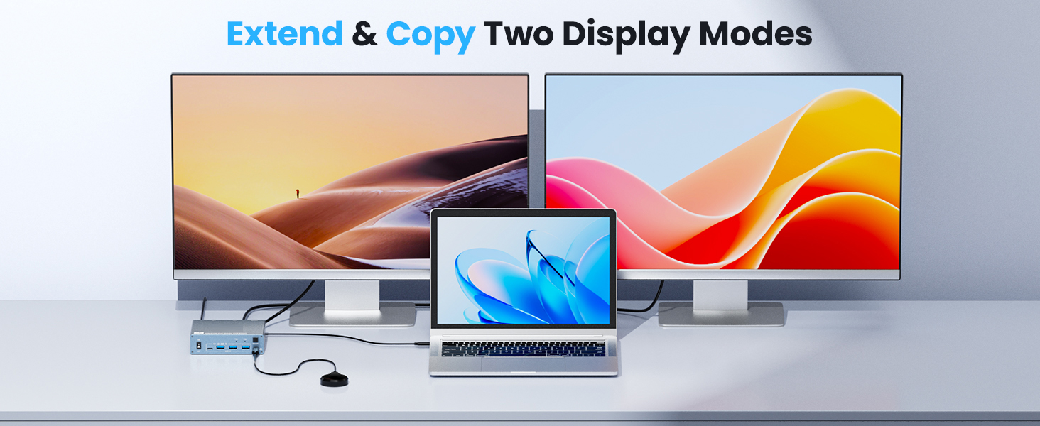 KVM Switch 2 Monitor for 1 Laptop & 1 Desktop