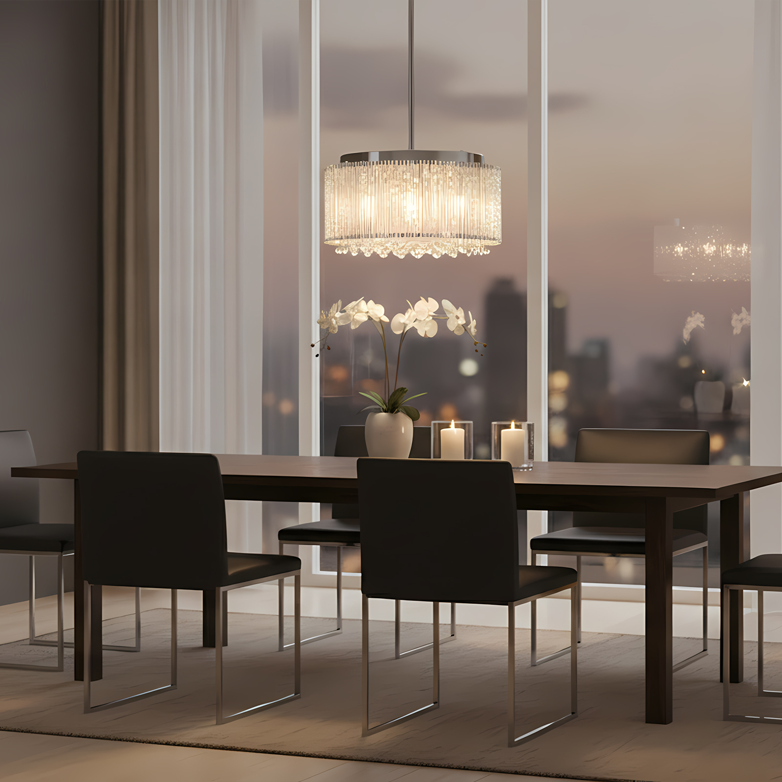 Modern Crystal Chandelier, Elegant Round Design for Any Room