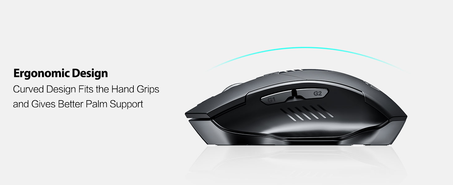 Wireless Mouse, Rechargeable 2.4G RF Wireless Mouse, Upgraded Visible Battery, 2400 DPI, Silent Ergo