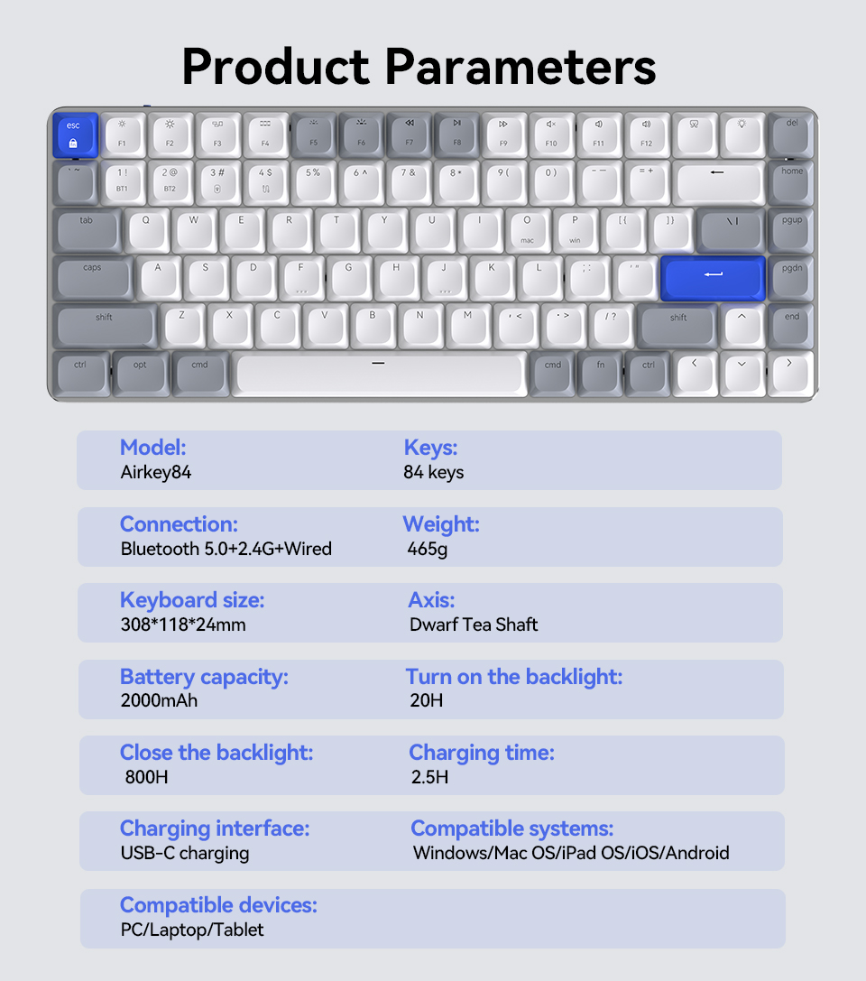 AUSDOM Wireless Bluetooth 75% Mechanical Keyboard
