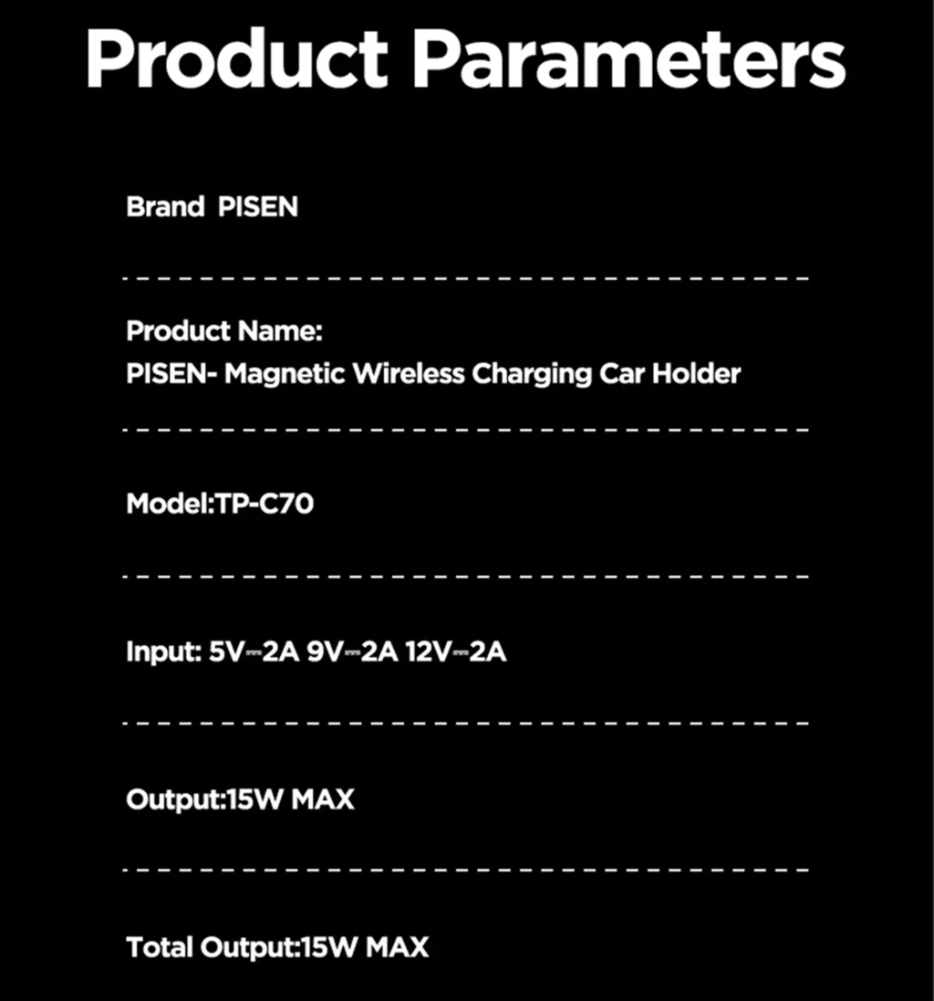 PISEN TP-C70 Qi2 magnetic wireless car charger mount