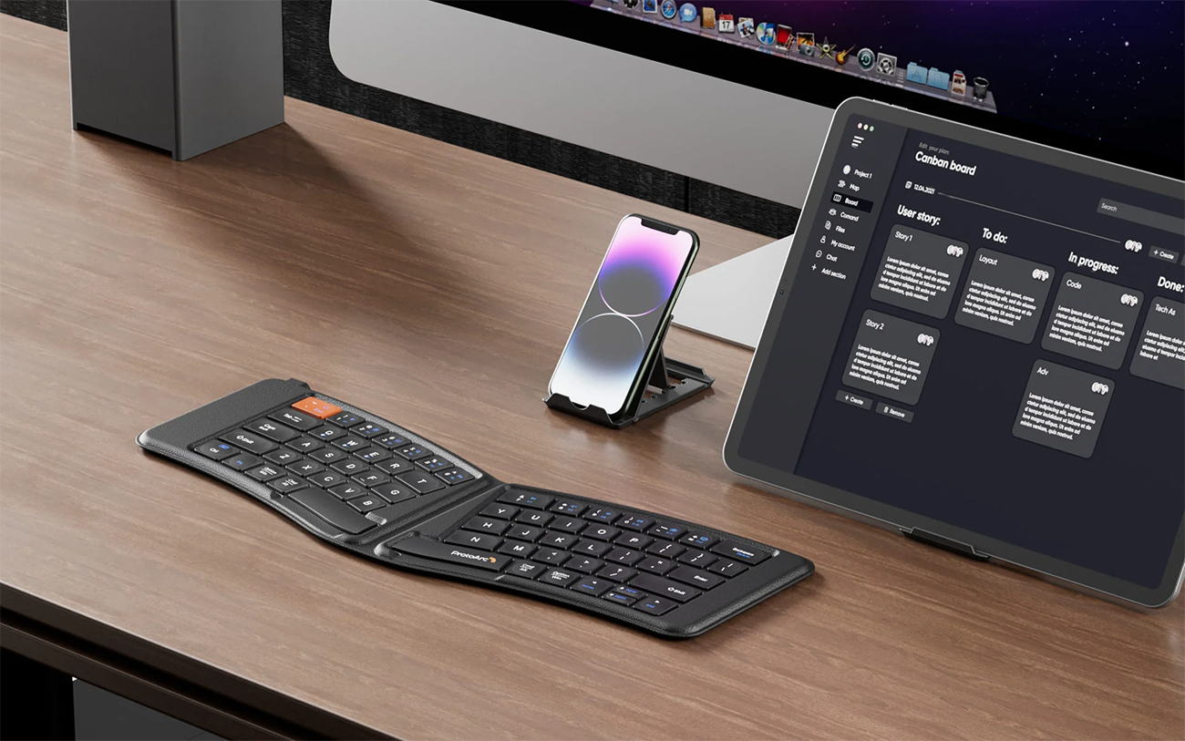 ProtoArc® XK03 Foldable Ergonomic Bluettooth Keyboard