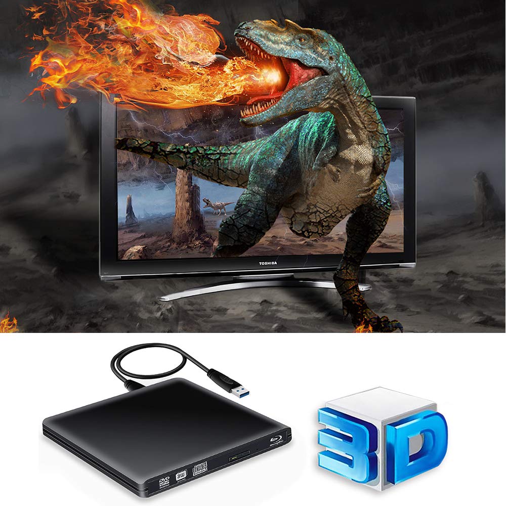 Guamar External Blu Ray Drive,USB 3.0 Type C Bluray Burner DVD/BD Player  Slim Portable Blu-ray Drives Optical Blue ray Disk Reader Writer for PC