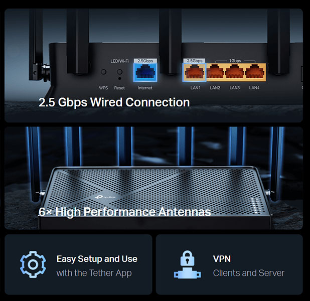 TP-Link Archer BE6500 Dual-Band Wi-Fi 7 Router