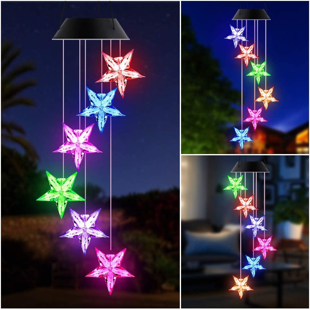 Tryme Solar Wind Chimes With Sun Moon Star Solar Powered Wind Chimes
