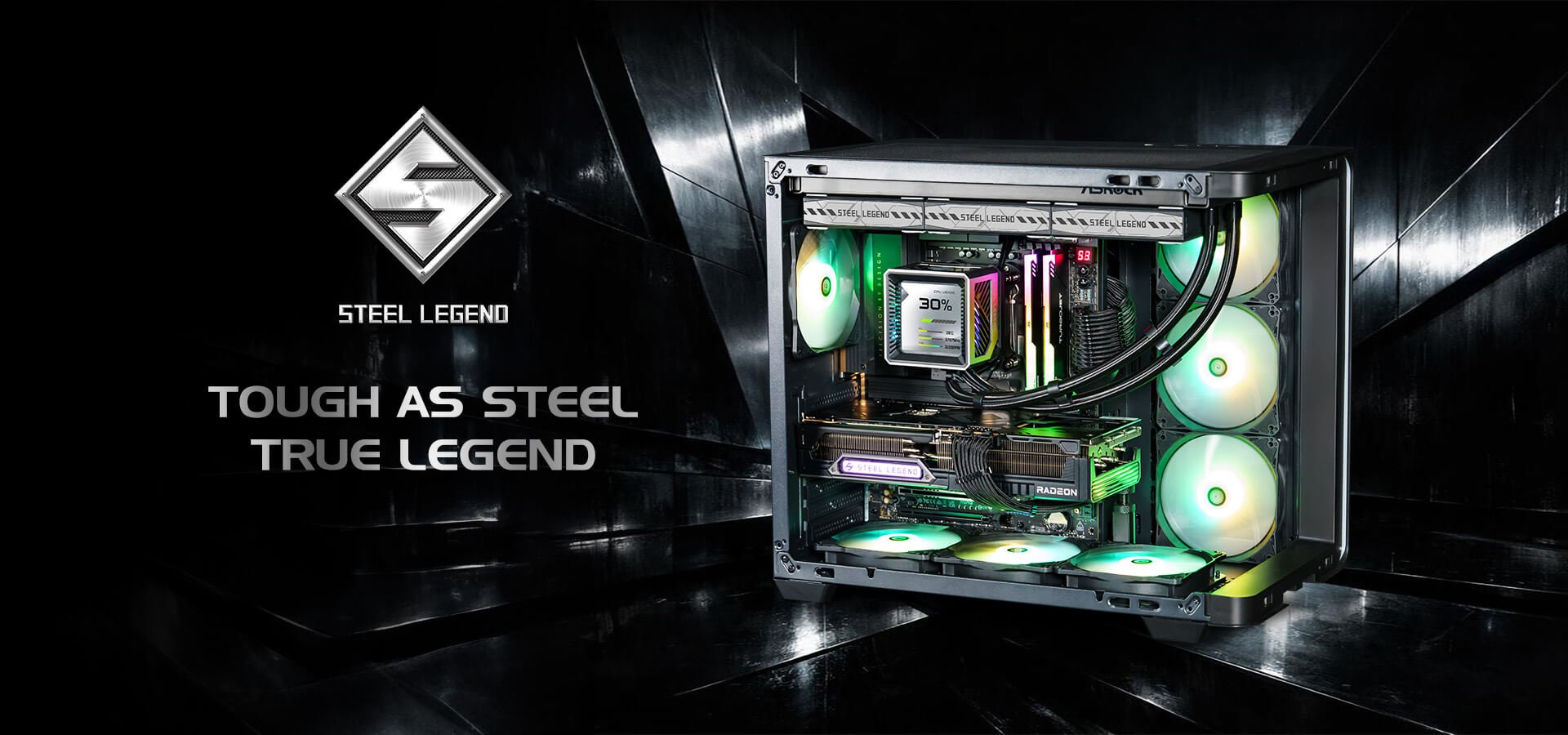 ASRock AIO Steel Legend Dark 360 LCD Liquid Cooler