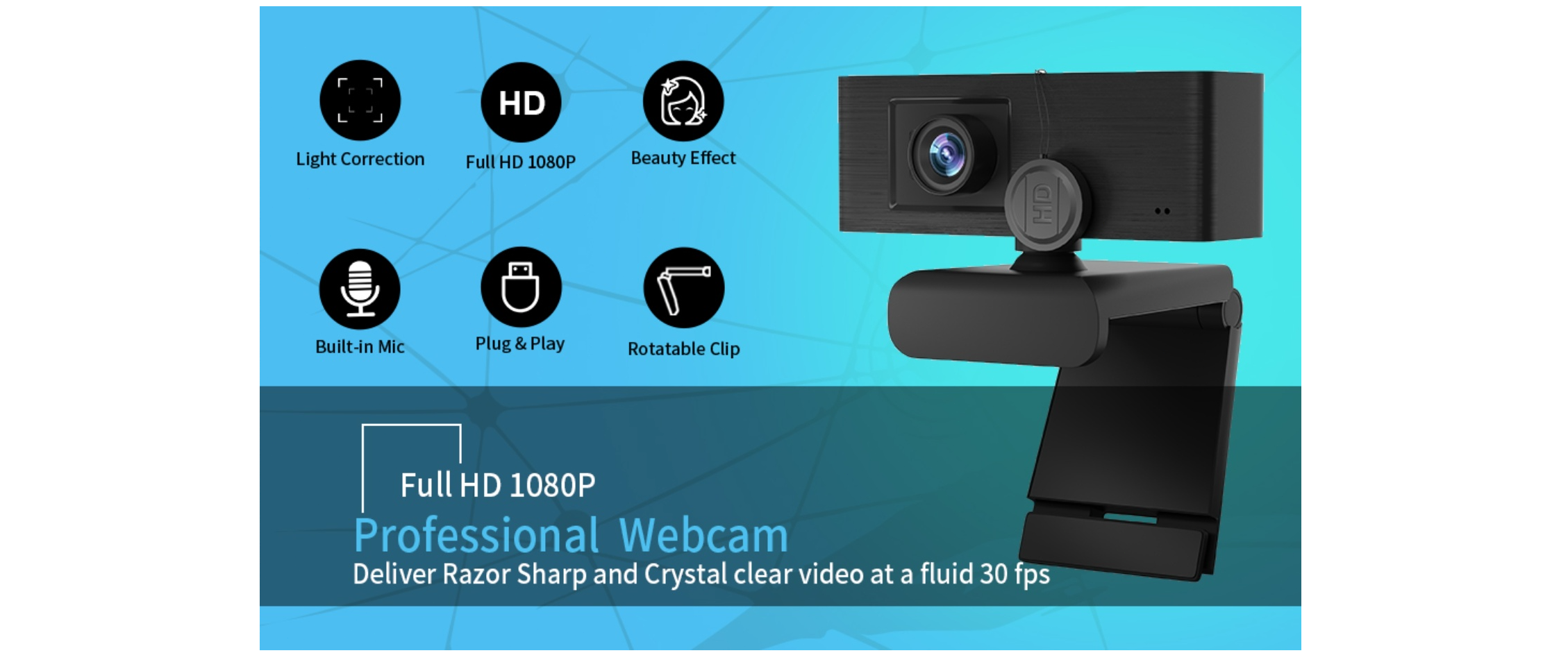Anivia HD webcam, built-in mic, light correction, plug & play